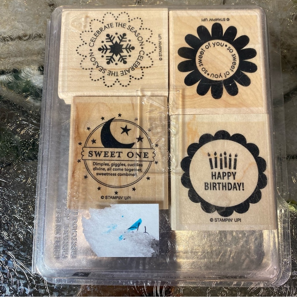 Set of 4 Stampin Up! Stamps. Birthday Sweet One Celebrate Season